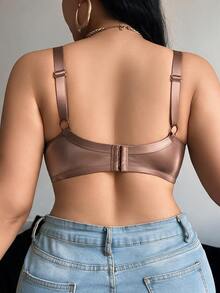 LustreForm 1pc Plus Size Solid Color Underwire Bra For Women - Coffee Brown - View 2