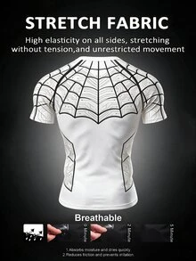 Gym Rark Men's Sports T-Shirt High Elastic Spider Web Pattern - Multicolor - View 2