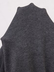 Travachic Women's Shell Embroidery Contrast Color Long Sleeve Sweater, Versatile For Daily Wear - Grey - View 8
