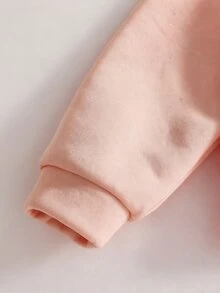 SHEIN 秋冬女童連帽拉鍊夾克 街頭風 防寒針織面料 寬鬆版型 校園休閒 淡粉色 白色 水藍色 - 淺粉色 - 查看 4