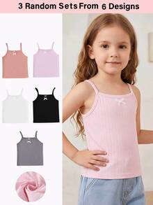 Young Girl Casual Simple Camisole Tank Top 6 Designs Randomly Sent 3 Pieces - Multicolor - View 8