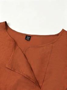 Linhara CURVE Plus Size Woven Casual Autumn Shirt - Orange - View 6