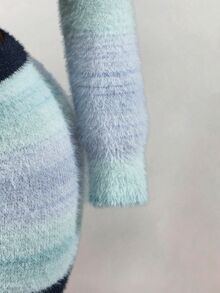 Mistrie Collared Striped Fuzzy Knit 2 Pieces Outfit, Long Sleeve Button Front Crop Cardigan & High Waist Mini Skirt, Colorful Sweet Fall Winter Matching Set - Multicolor - View 4