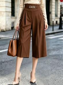 RosyDaze Women's Loose High Waist Wide Leg Pants - Brown - View 4