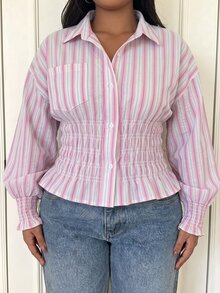 SHEIN EZwear Plus Size Blouses - Pink - View 6