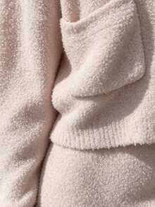 Cévolie Women's Solid Color Long Sleeve V-Neck Pocket Top And Skirt Knit Set - Apricot - View 6