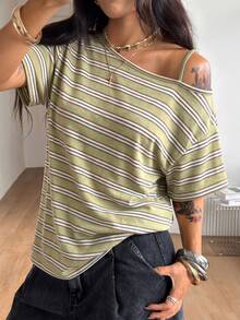 Coolane 女款秋季街頭風 Y2K 骷髏圖案寬鬆黑色 T 恤，適合外出穿著 - 綠色 - 查看 4