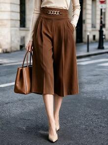 RosyDaze Women's Loose High Waist Wide Leg Pants - Brown - View 1