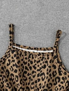 SHEIN 女童女孩 2 件套家庭套裝，時尚咖啡棕 PU 皮革缺口領西裝外套與 - 棕色 - 查看 6