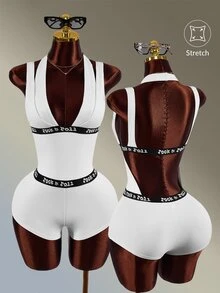 Amplova Women's White Double Strap Short Jumpsuit - White - View 1