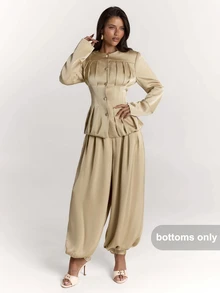 SHEIN BAE Women's Solid Color Pocket Commuter Versatile Fashion Suit Pants - Khaki - View 5