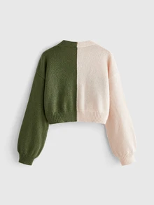ROMWE Autumn/Winter New Chinese Style Goldfish & Koi Pattern Colorblock Casual Cardigan For Women - Green - View 2
