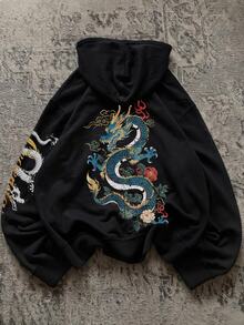 Attitoon 女款休閒寬鬆連帽衛衣，中國龍圖案印花，Y2K風格，復古，秋季服飾，適合日常通勤、聚會、夏季、聖誕節、新年、感恩節、派對、婚禮、海灘、出遊、約會、情人節、優雅、度假、Y2K - 彩色 - 查看 6