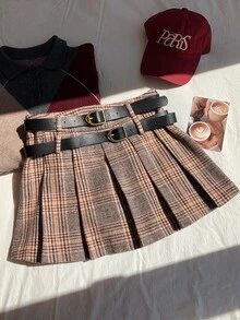 Comfortcana Women's Plaid Fashion Mini Skirt - Brown - View 3