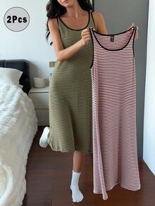 DAZY 2PCS Women Sleep Dresses - Multicolor - View 4