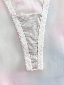 Eraneu 3pcs/Set Women's Low Waist Letter Print Thong Panties - Multicolor - View 5