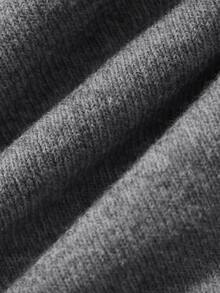 DAZY Áo thun nữ dáng ôm ngắn ngọt ngào màu xám phối patchwork chấm bi, thắt dây trước, bèo nhún, cổ tròn, tay dài - Xám - Xem 3