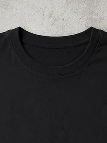 Men's Solid Color Crew Neck Sports Tank Top, Gym Training Sleeveless Shirt - Black - View 4