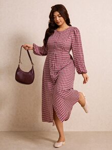 Elaquor Vestidos Talla Grande Otoño - Rojo - Ver 1