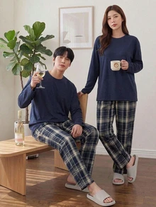 DAZY Spring/Summer Gray T-Shirt With Men's Loungewear Set - Navy Blue - View 8