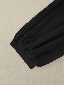 GlowEve Women's Square Neck Mini Dress, Sheer Puff Long Sleeve, Pearl Bow Decor, Slim Fit A-Line Short Design, Sweet Elegant Mini Dress, Suitable For Party, Date And Daily Wear - Black - View 5