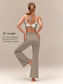 GLOWMODE 28" FeatherFit™ Flared Leggings  Spring Summer - Khaki - View 3