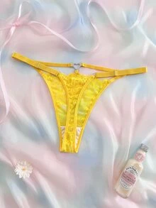 Nora Wilde 1 chiếc quần lót ren thời trang màu trơn size lớn cho nữ - Màu vàng - Xem 2