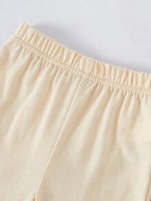 春秋冬新生兒居家服套裝，可愛杏色彼得潘領開襟長袖上衣搭配連腳褲，柔軟舒適，新生兒最佳禮物 - 杏色 - 查看 4