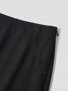 Firerie Plus Size Elegant Black Solid Color Skirt - Suitable For Commuting, Office, Party And Wedding Autumn New Arrival - Multicolor - View 4