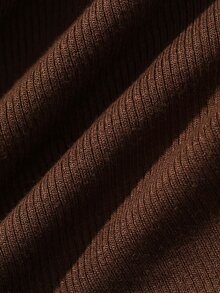DAZY 女款高領修身短袖T恤 - 棕色 - 查看 6