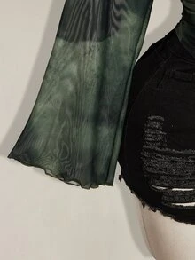 SHEIN ICON Women's Plus Size Asymmetrical Neckline Top - Dark Green - View 8