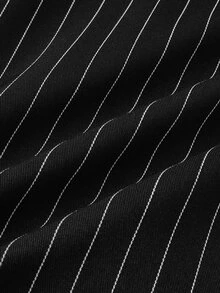NORVETH Celana Panjang Pria Motif Garis-Garis Tipis dengan Lipatan, Saku, dan Kancing, Potongan Longgar - Hitam - View 7