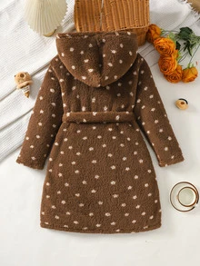 SHEIN Tween Girl Autumn/Winter Thermal Lined Thick Plush Floral Cute Loungewear - Multicolor - View 2