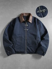 PAVTROS Men's Colorblock Casual Daily Long Sleeve Jacket - Blue - View 1