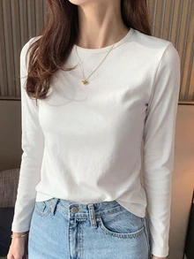 DAZY 女款圓領純色基礎白色短袖T恤 春夏款 - 白色 - 查看 1