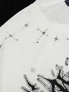 ROMWE MEN 2026 New Waffle Knit Spring/Summer Casual Everyday Plus Size Men's T-Shirt - White - View 4