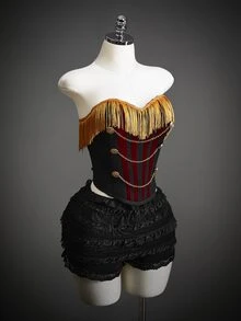SHEIN ICON Women's Halloween Napoleon Corset Halloween Napoleon Corset Patchwork Tassel Button Chain Design Fashion Tube Top - Black and Gold - View 3