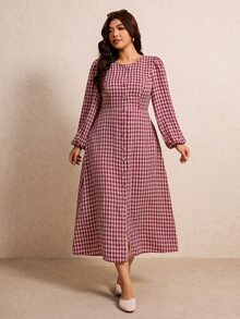 Elaquor Vestidos Talla Grande Otoño - Rojo - Ver 4
