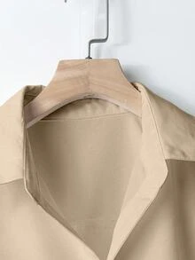 Franclia Fashionable High-End French Design Loose Batwing Sleeve Collared Women's Blouse - Apricot - View 4