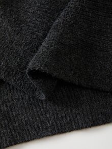 SHEIN Fashion Cross‑Wrap V‑Neck Long‑Sleeve Knit Top In Solid Shade. Cropped Silhouette With Ribbed Textur - Grey - View 5