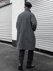Major Grit 男士立領鈕扣長袖純色羊毛衫 - 灰色 - 查看 2