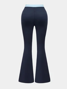 Eassivo Women's Colorblock Flare Leggings, Comfortable Slim Fit Athletic Base Layer - Blue - View 2