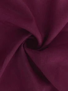 EMERY ROSE Plus Size Heavy Embroidery Comfortable Linen Mid-Length Sleeve Shirt - Burgundy - View 3