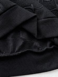 SHEIN 男嬰童休閒紋理布料字母圖案領口長袖衛衣，舒適時尚簡約實用百搭柔軟，秋季校園款 - 黑色 - 查看 6