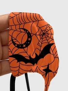 ROMWE Goth Dark Horror Halloween Orange Bat Spider Web Women's Camisole Bra - Orange - View 5