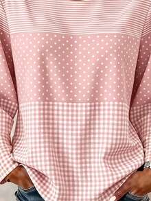 Selamara Women Striped Long Sleeve Tee T-Shirt Crew Neck Casual Tunic Spring/Fall Top - Apricot - View 3