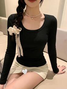 DAZY 女款純色修身休閒度假夏季背心 - 黑色 - 查看 3