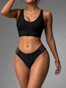 Dewbera Dewbera Celana Dalam Olahraga Wanita Model Tali Bahu Tipis dengan Pinggang Berongga, Penutup Belakang Penuh, Pas Ketat, dan Kain Lembut - MultiWarna - View 1