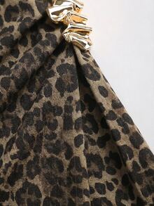 Sweetra Women's Denim Animal Print Bandeau Top - Multicolor - View 5