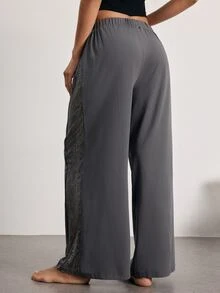Ocili Women's Casual Loose Lace Patchwork Straight Leg Lounge Pants - Green - View 2
